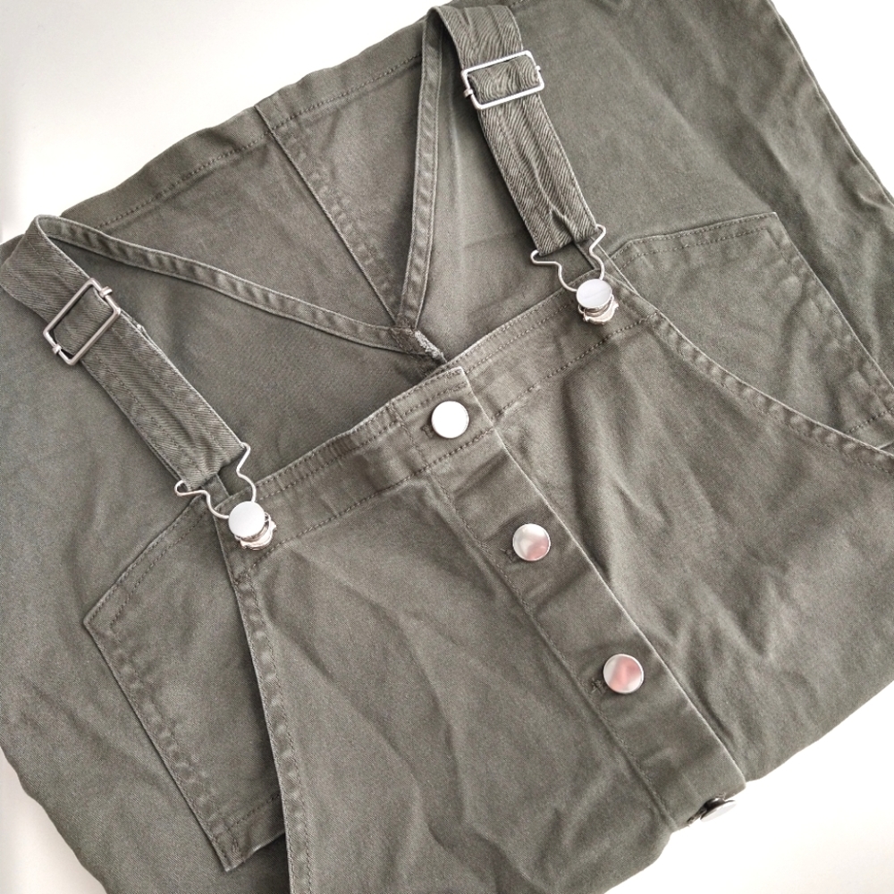 Army Green Overall Dress | Olive Green Jumper Dress | Forever 21 Girls | 13/14